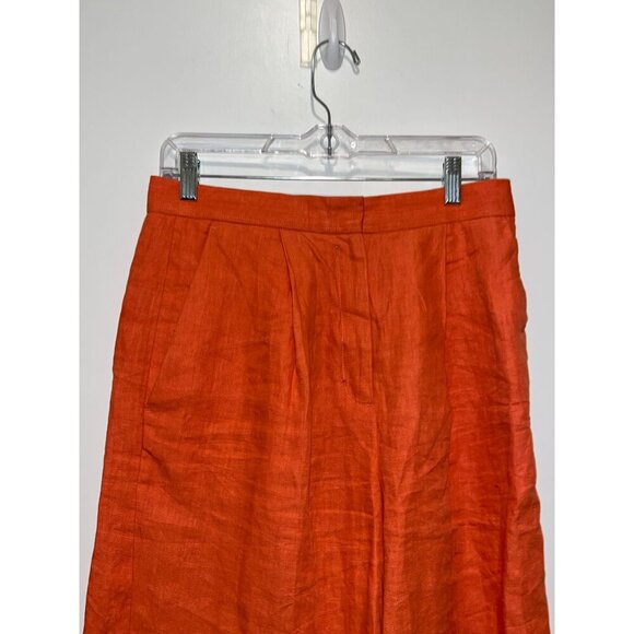 COS Shorts Womens Size 6 Coral Orange High Wasit 100% Linen cropped Pants - Picture 2 of 10
